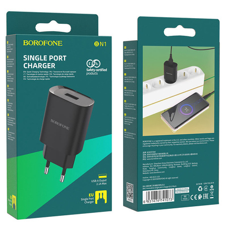 Borofone Netzladegerät BN1 Innovative - USB - 2,1A schwarz