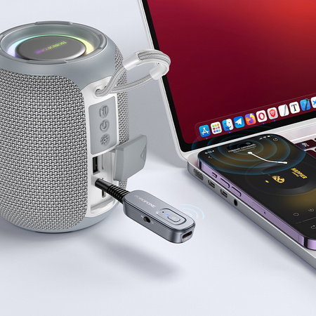 Borofone Odbiornik dźwięku Bluetooth AUX BC51 Clear Way szary