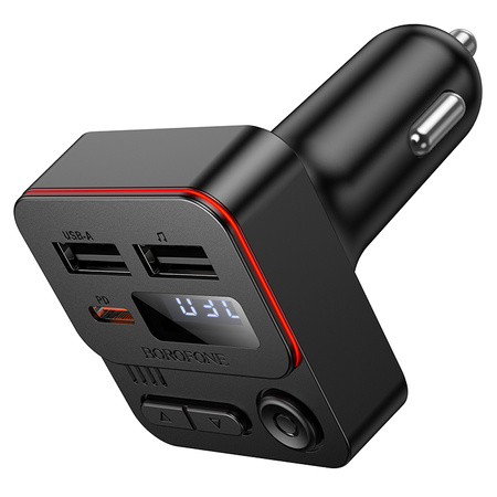 Borofone FM-Transmitter BC60 Hero MP3, Bluetooth - 2×USB + Typ C - PD 20W schwarz
