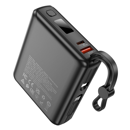 Borofone Powerbank 15000mAh BJ70A Vigorous - USB + Typ C - QC 3.0 PD 20W mit Kabeln Typ C und Lightning schwarz