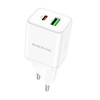 Borofone Netzladegerät BN7 - USB + Typ C - QC 3.0 PD 20W weiß