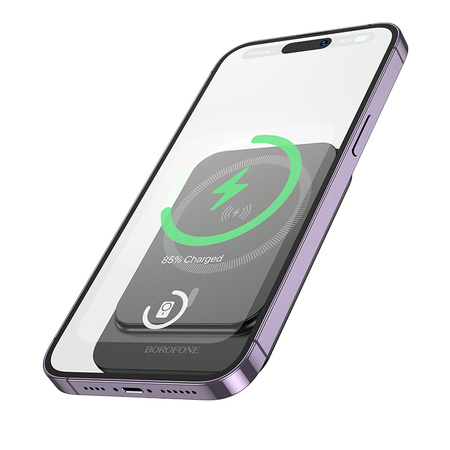 Borofone Power Bank 5000mAh BJ63 Nimble - Typ C - PD 20W magnetyczny z ładowaniem indukcyjnym czarny