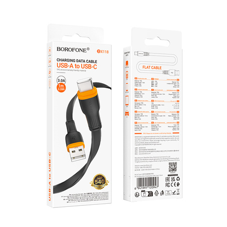 Borofone Kabel BX118 Esplendido - USB auf Typ C - 3A 1 m schwarz