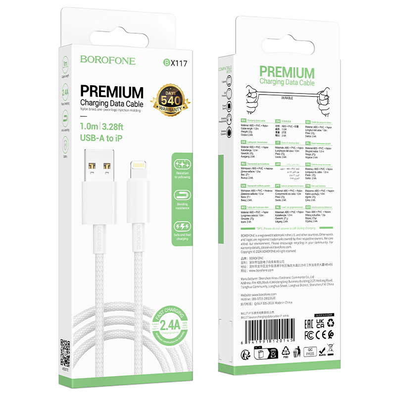 Borofone Kabel BX117 Source - USB na Lightning - 1 metr biały