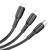 Borofone Kabel BX71 3 w 1 - USB na Typ C, Micro USB, Lightning - 2A 1 metr czarny