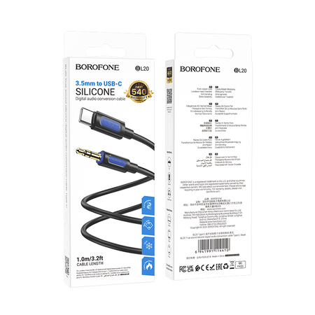 Borofone Kabel BL20 - jack 3,5mm na Typ C - 1 metr czarny