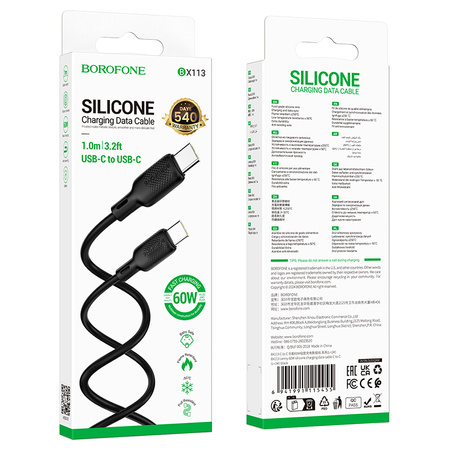 Borofone Kabel BX113 Lenny - Typ C auf Typ C - PD 60W 3A 1 m schwarz