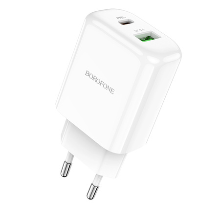 Borofone Netzladegerät BN4 Potential - USB + Typ C - QC 3.0 PD 2.0 20W weiß