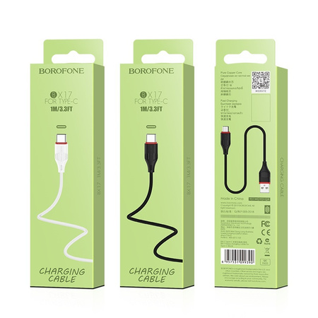Borofone Kabel BX17 Enjoy - USB na Typ C - 3A 1 metr czarny