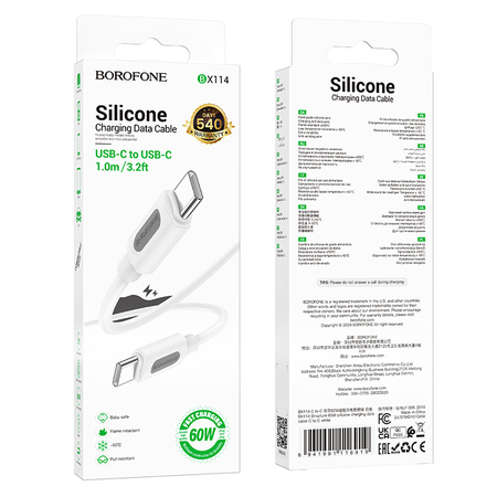 Borofone Kabel BX114 Structure - Typ C auf Typ C - PD 60W 3A 1 m weiß
