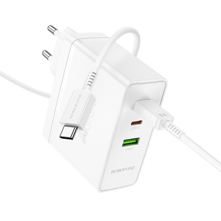 Borofone Netzladegerät BN11 Imperial - USB + 2×Typ C - QC 3.0 PD 100W mit Kabel Typ C auf Typ C weiß
