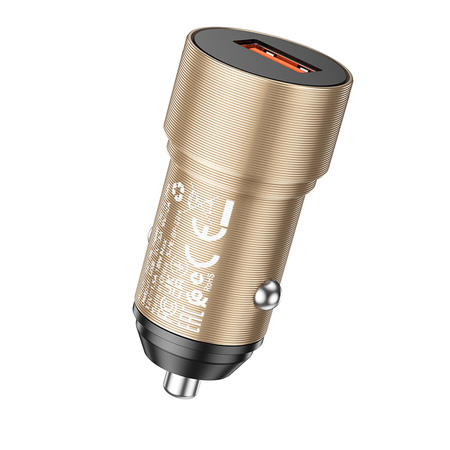 Borofone Ładowarka samochodowa BZ19A Wisdom - USB - QC 3,0 18W złota