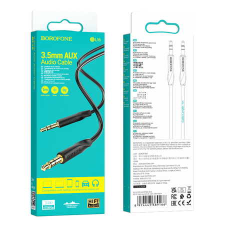 Borofone AUX-Kabel BL16 - Klinke 3,5mm auf Klinke 3,5mm - 1 m schwarz