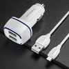 Borofone Ładowarka samochodowa BZ14 Max - 2xUSB - 2,4A z kablem USB na Micro USB biała