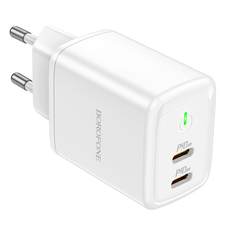 Borofone Netzladegerät BN9 Reacher - 2×Typ C - QC 3.0 PD 35W weiß