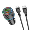 Borofone Ładowarka samochodowa BZ21 Brilliant - USB + Typ C - QC 3,0 PD 48W z kablem Typ C na Lightning czarna