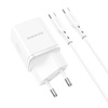 Borofone Netzladegerät BN7 - USB + Typ C - QC 3.0 PD 20W mit Kabel Typ C auf Typ C weiß