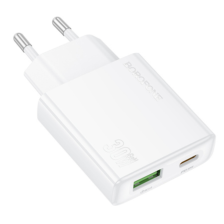 Borofone Netzladegerät BN25 Wish (Ultra Thin) - USB + Typ C - PD QC 3.0 30W weiß