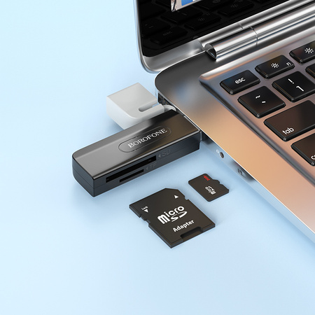 Borofone Kartenleser DH9 Wisdom 2 w 1 - USB 3.0 auf SD + Micro-SD - schwarz-grau
