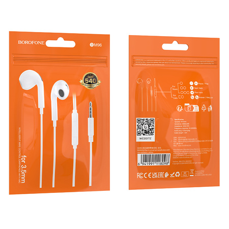Borofone Słuchawki BM96 Brilliant z mikrofonem białe