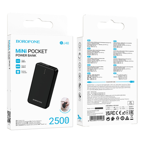 Borofone Powerbank 2500mAh BJ48 Mini - USB - schwarz