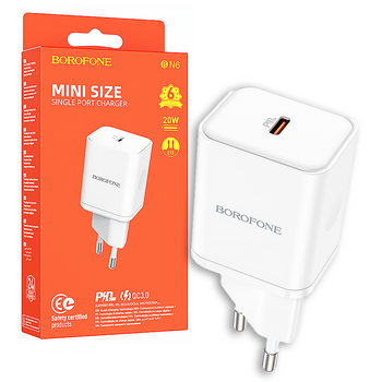 Borofone Ładowarka sieciowa BN6 Field - Typ C - QC 3,0 PD 20W biała