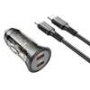 Borofone Kfz-Ladegerät BZ26B Discovery - 2×Typ C - PD 45W 3A mit Kabel Typ C auf Lightning transparent-schwarz