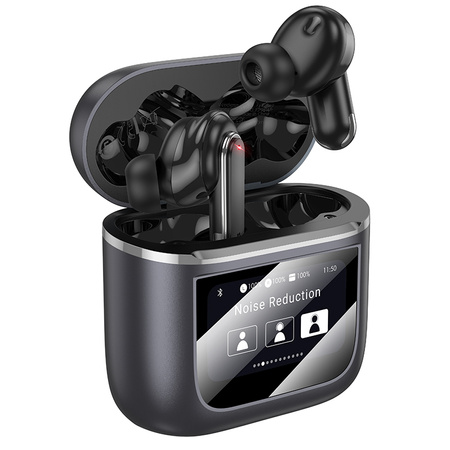 Borofone Słuchawki Bluetooth TWS BW67 Gorgeous ANC+ENC redukcja szumów ekran dotykowy LED szare