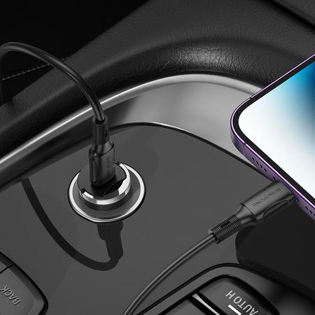 Borofone Ładowarka samochodowa BZ29 Ray - Typ C - PD 30W 3A przezroczysto-fioletowa