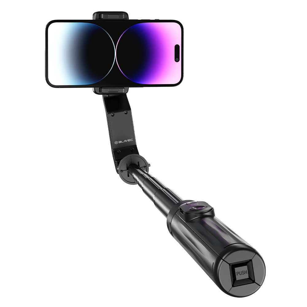 Blavec Selfie-Stick Aluminium Fusion P-10 Gimbal Stativ + Fernbedienung 1 Meter (SSFP10G-TRB10) schwarz
