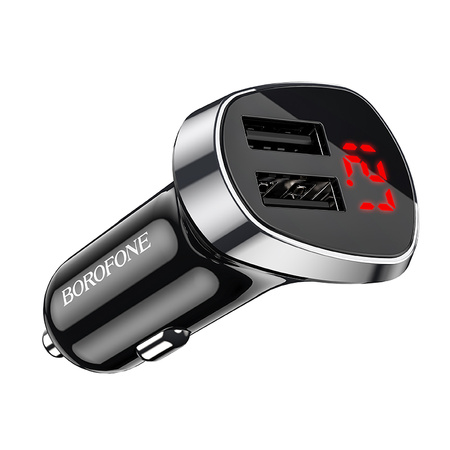 Borofone Ładowarka samochodowa BZ15 Auspicious - 2xUSB - 2,4A z kablem USB na Micro USB czarna