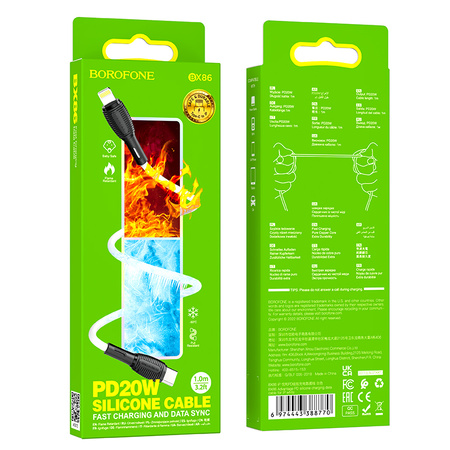 Borofone Kabel BX86 Advantage - Typ C na Lightning - PD 20W 1 metr biały
