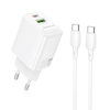 Borofone Netzladegerät BN27 Fuente - USB + Typ C - QC 3.0 PD 20W mit Kabel Typ C auf Typ C weiß