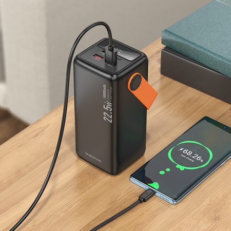 Borofone Power Bank 50000mAh BJ66A Magnifico - 2xUSB + Typ C - QC 3.0 22,5W + PD 20W czarny