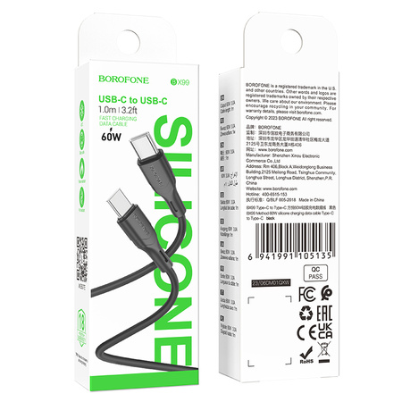 Borofone Kabel BX99 Method - Typ C auf Typ C - 60W 3A 1 m schwarz