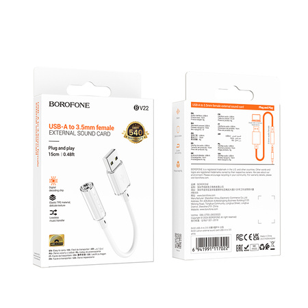 Borofone Adapter BV22 Lemon - USB auf Klinke 3,5mm - weiß