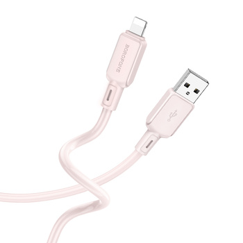 Borofone Kabel BX94 Crystal color - USB na Lightning - 2,4A 1 metr jasnoróżowy