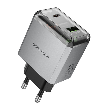 Borofone Netzladegerät BN20 Lena - USB + Typ C - PD 35W grau