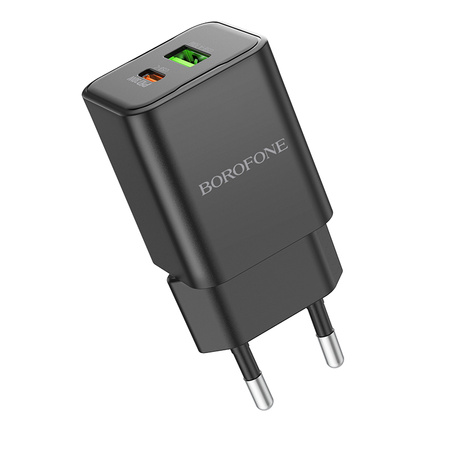 Borofone Netzladegerät BN14 Royal GaN - USB + Typ C - QC 3.0 PD 30W schwarz