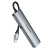 Borofone Adapter DH15 Buddy 6 w 1 - Typ C auf HDMI + Typ C + USB 3.0 + USB 3.0 + SD + microSD - PD 100W grau