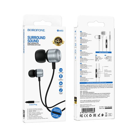 Borofone Słuchawki BM93 Platinum z mikrofonem szare