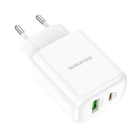 Borofone Netzladegerät BN4 Potential - USB + Typ C - QC 3.0 PD 2.0 20W weiß