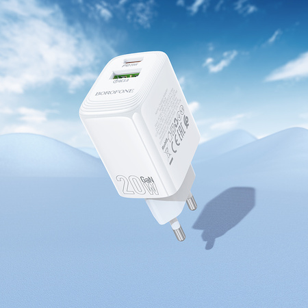Borofone Ładowarka sieciowa BN27 Fuente - USB + Typ C - QC 3.0 PD 20W biała