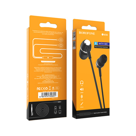 Borofone Słuchawki BM36 Acura z mikrofonem czarne