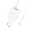 Borofone Netzladegerät BN7 - USB + Typ C - QC 3.0 PD 20W mit Kabel Typ C auf Typ C weiß
