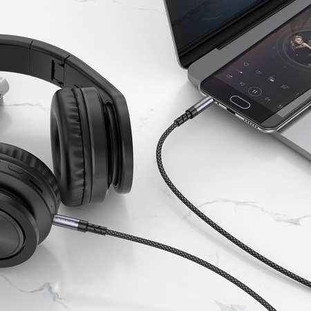 Borofone Kabel AUX BL24 Graceful - Typ C na jack 3,5mm - 1 metr czarny