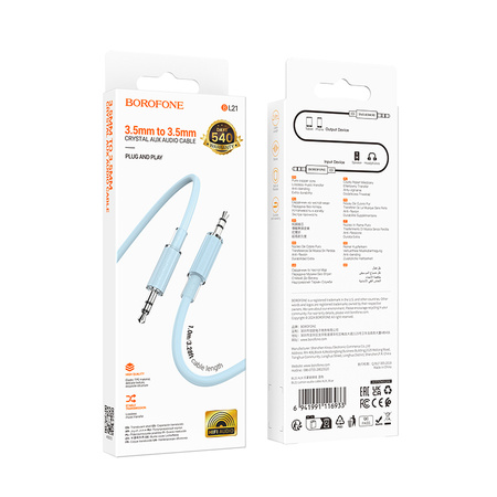 Borofone Kabel AUX BL21 Lemon - jack 3,5mm na jack 3,5mm - 1 metr niebieski