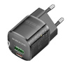 Borofone Netzladegerät BN17 Sunlight - USB + Typ C -  QC 3.0 PD 20W 3A schwarz